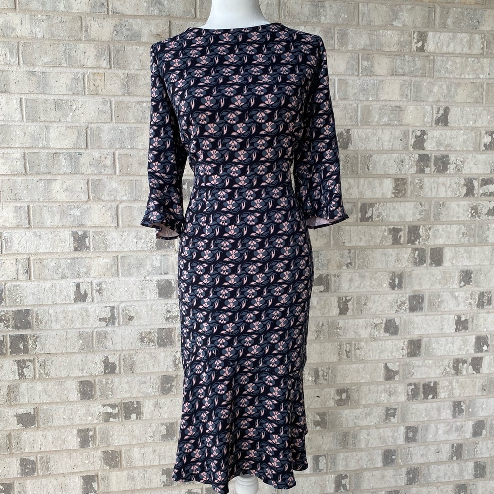 DISCOUNTED Boden Stormy Night Wallpaper Floral Dress in Black, Pink & Blue-grey